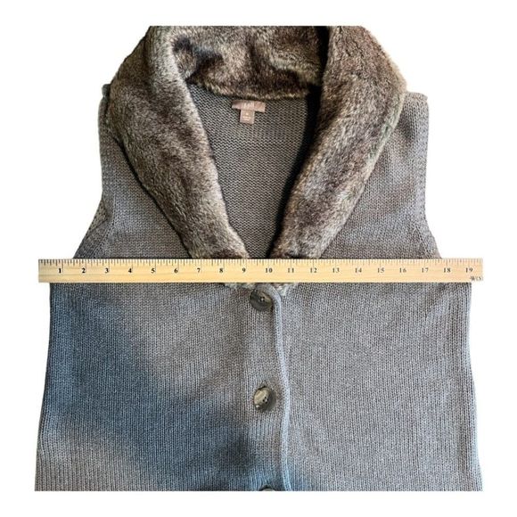J. Jill Jackets & Coats J Jill Gray Sweater Vest Faux Fur Collar